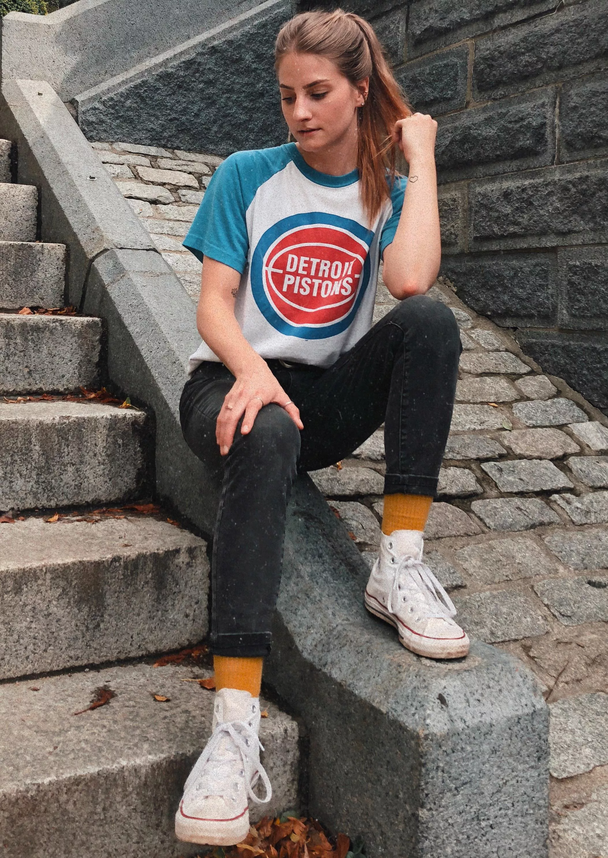 A casual outfit in my white high tops