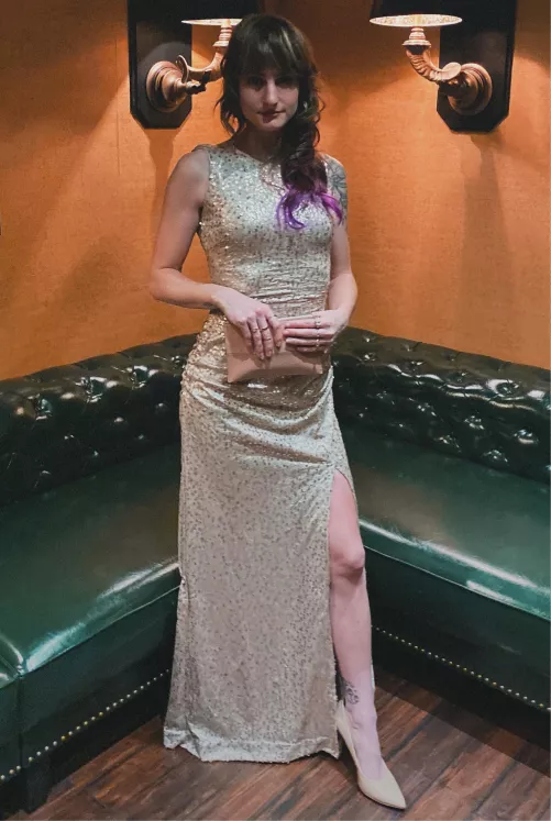 A glittering evening gown