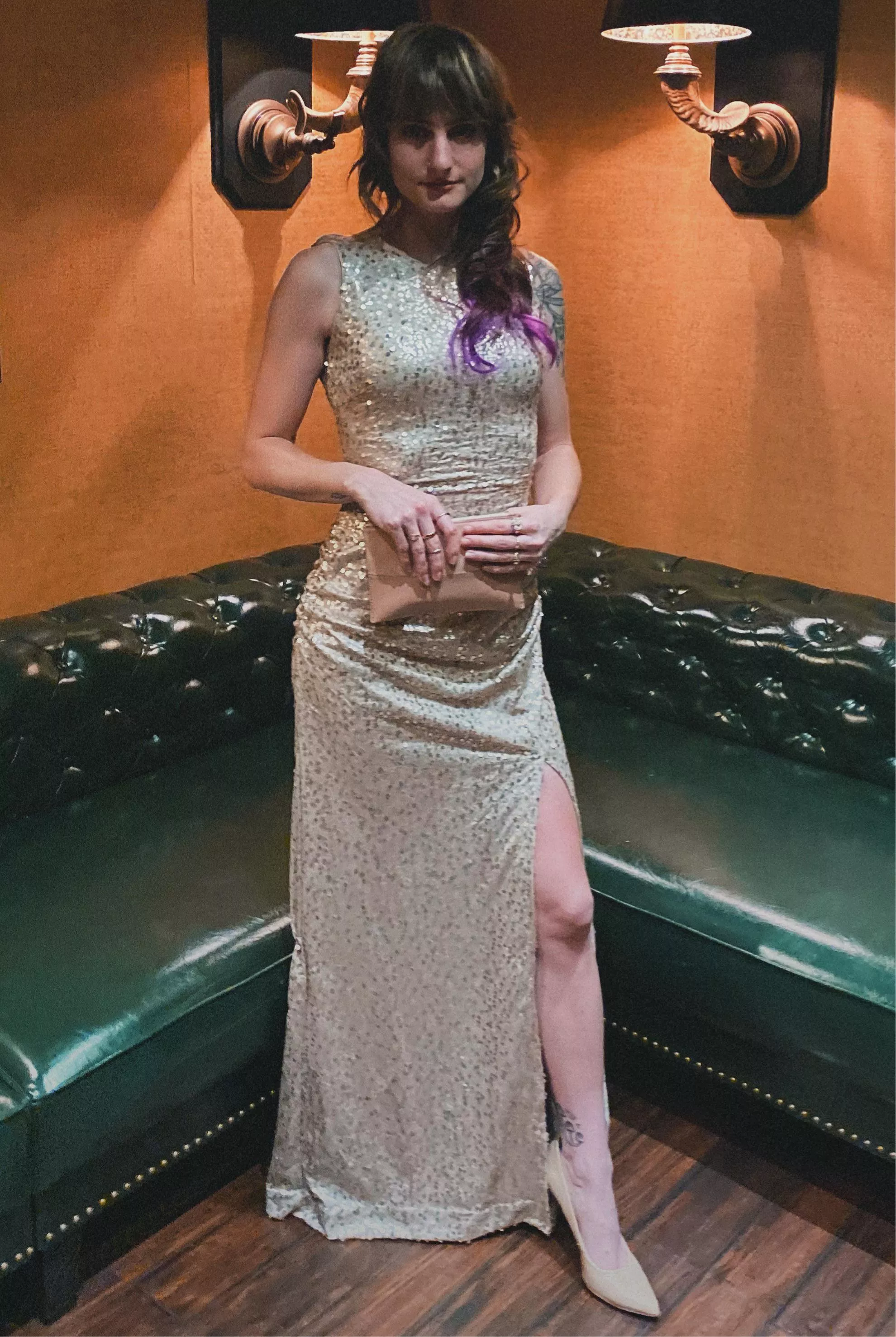 A glittering evening gown