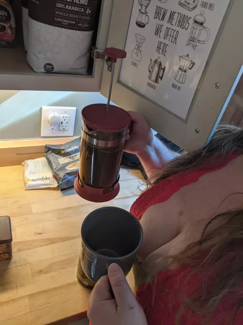 Coffee house boobs. Sip your coffee and take a lick or two at your leisure.