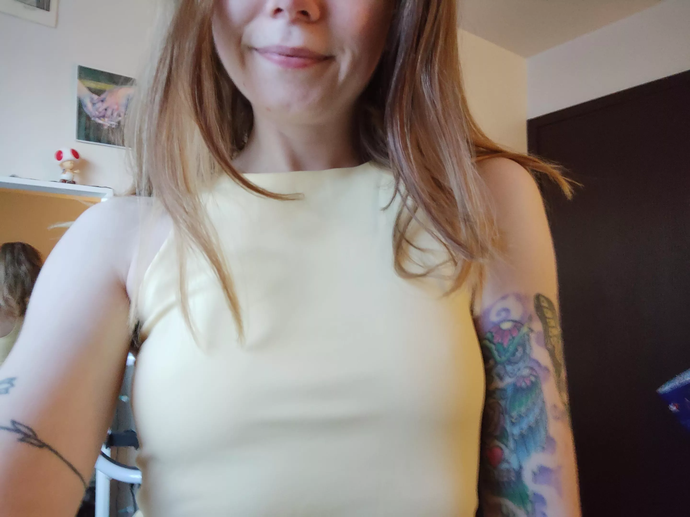 do you like pastel yellow with perky tits underneath?