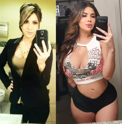 From cute and classy to a total bimbo MILF