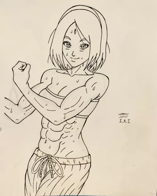 Hey everyone how’s my drawing of a fit Sakura. [Naruto]