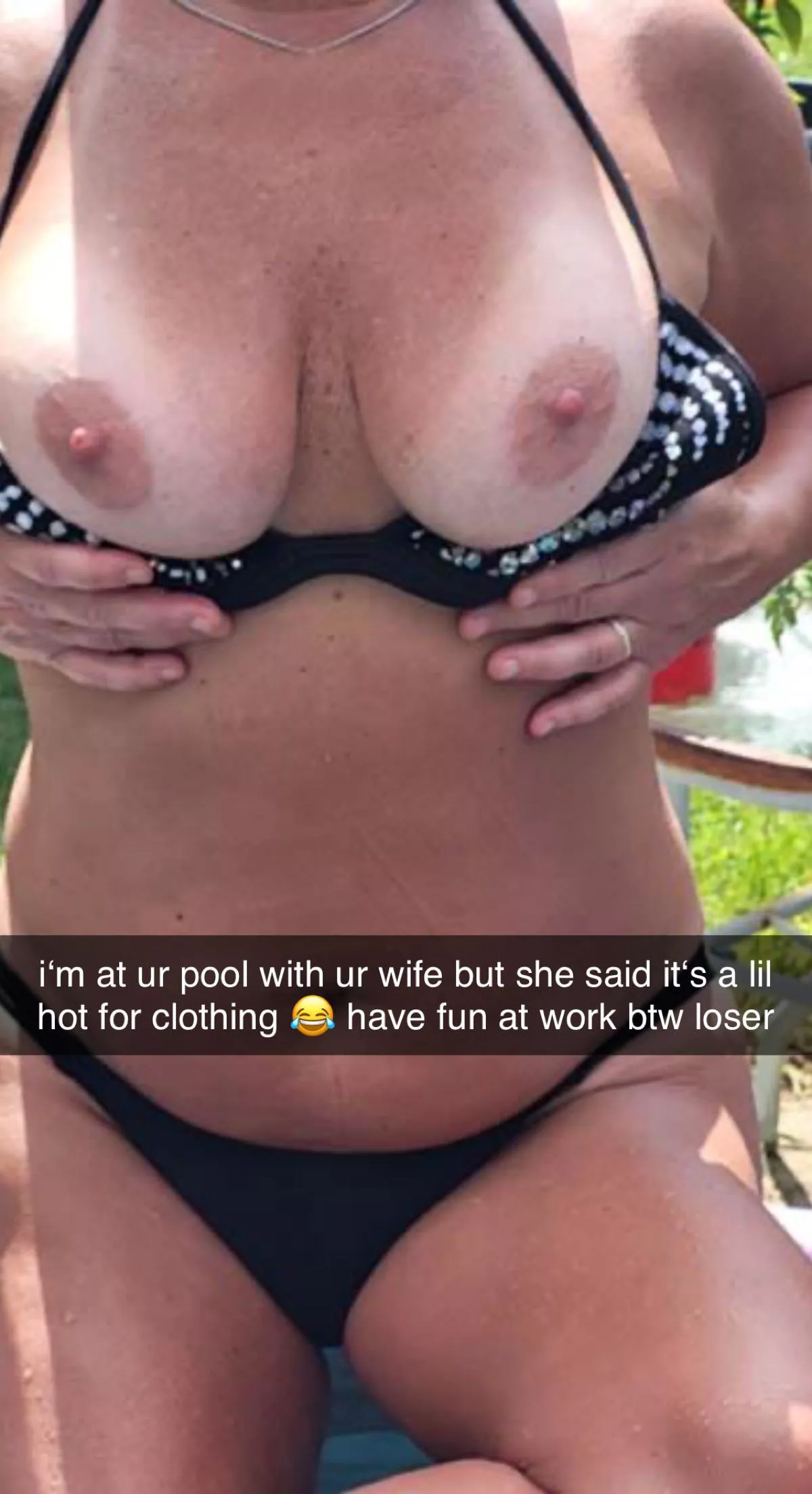 My wife teasing and about to enjoy the young 19 year old cock of u/fighting-bull. a while back. He was kind enough to send this to me at work...