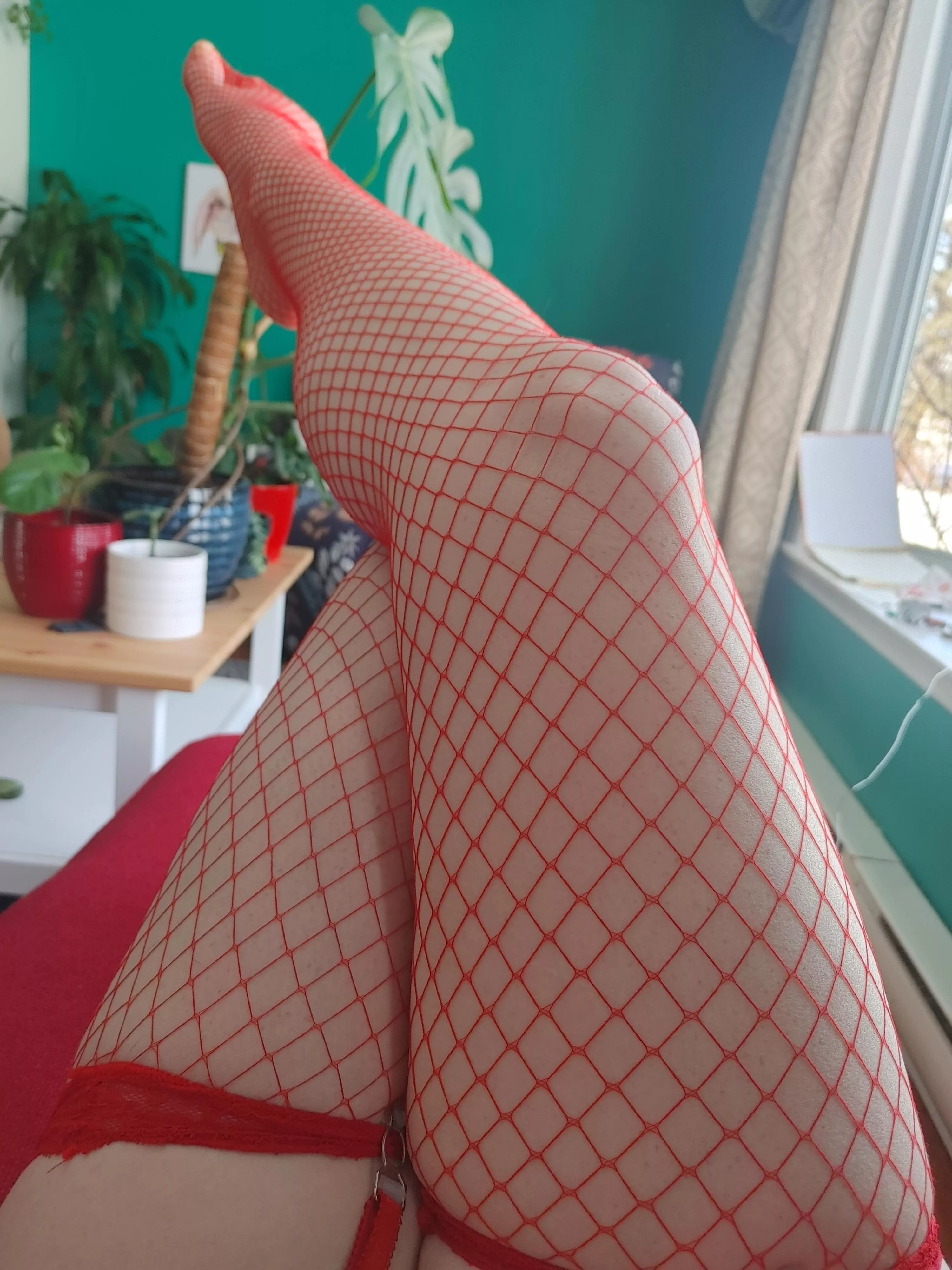 Red fishnets for Valentine's