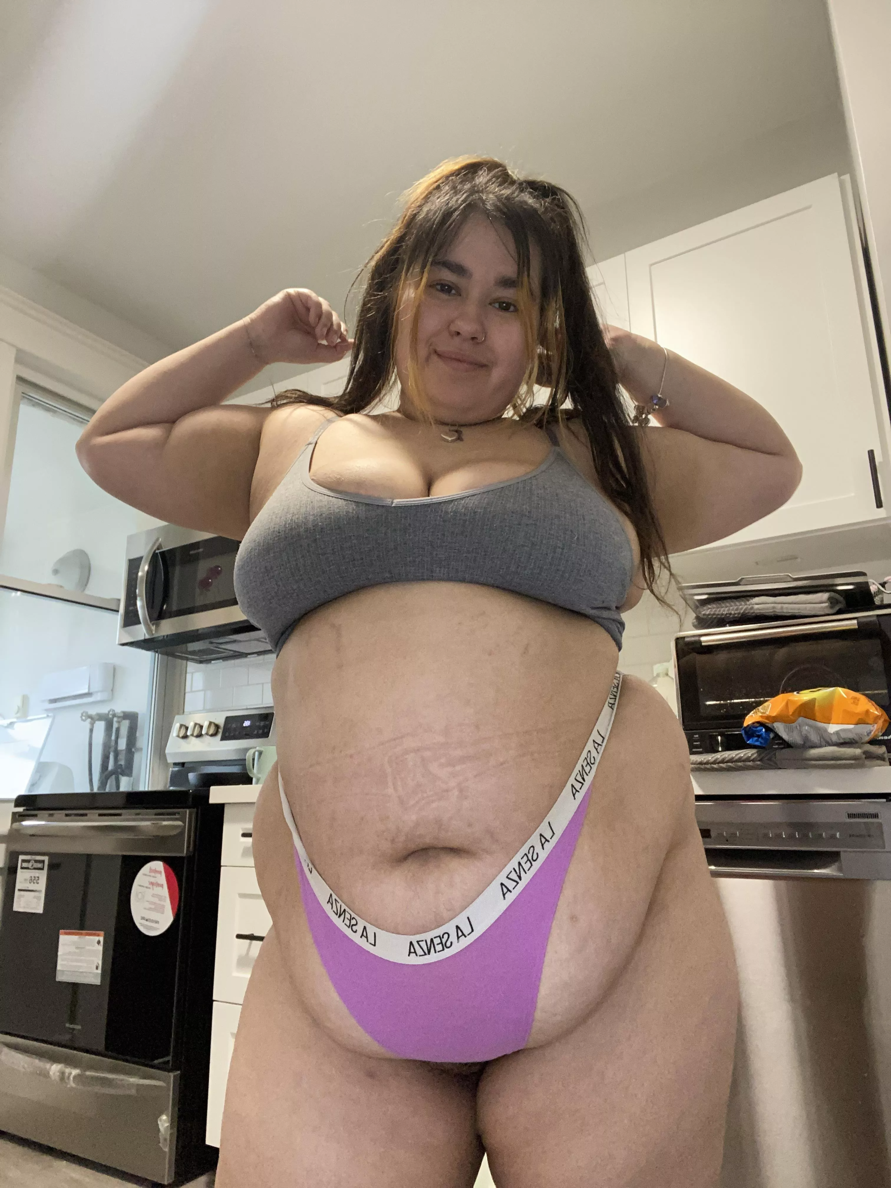 such a big belly on a small girl😏