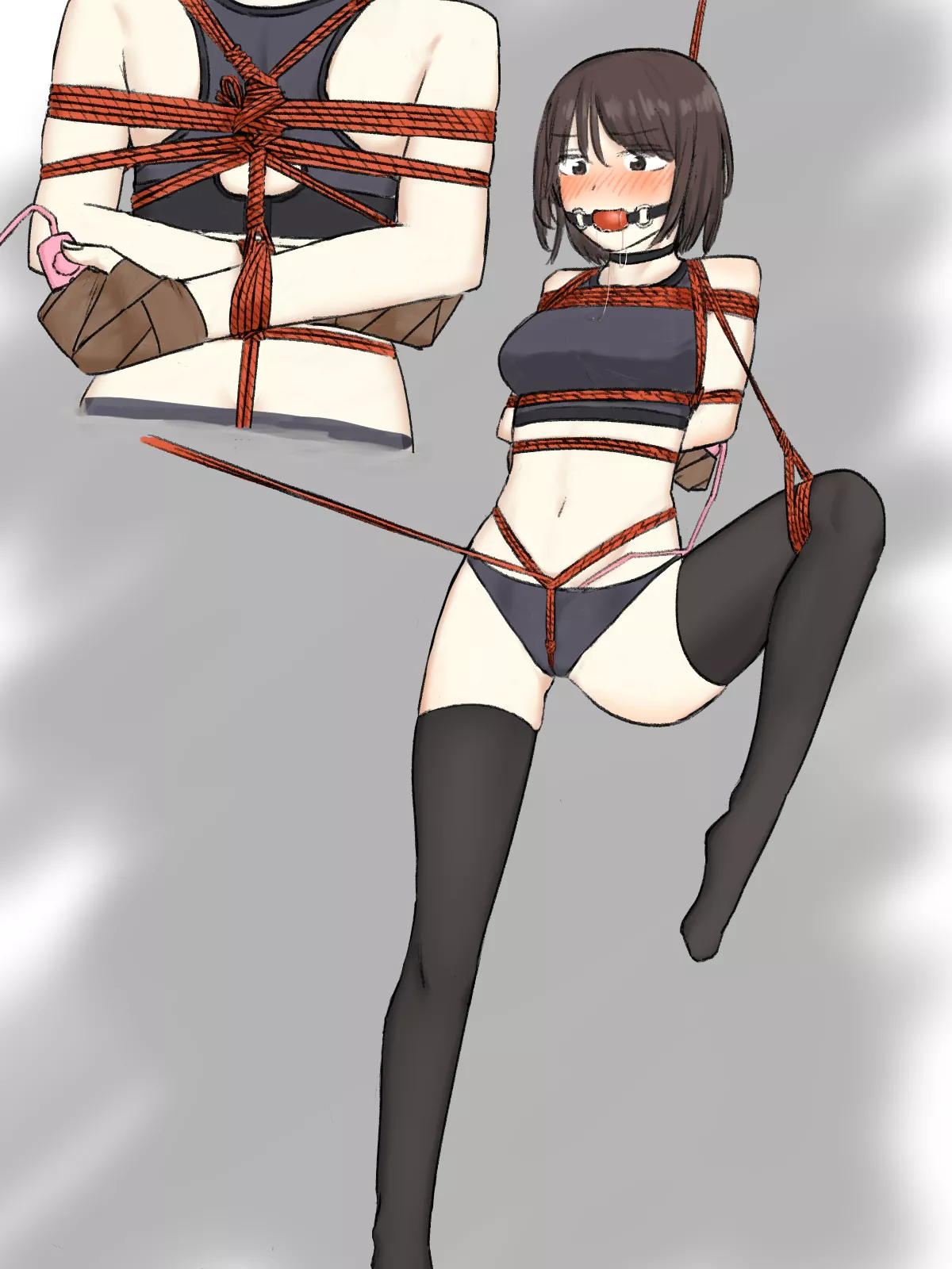 tied her and left remote at her hand even thats not only viberator inside her