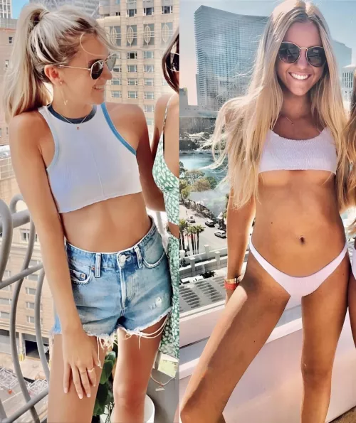 Tiny blonde, tiny crop tops 😋