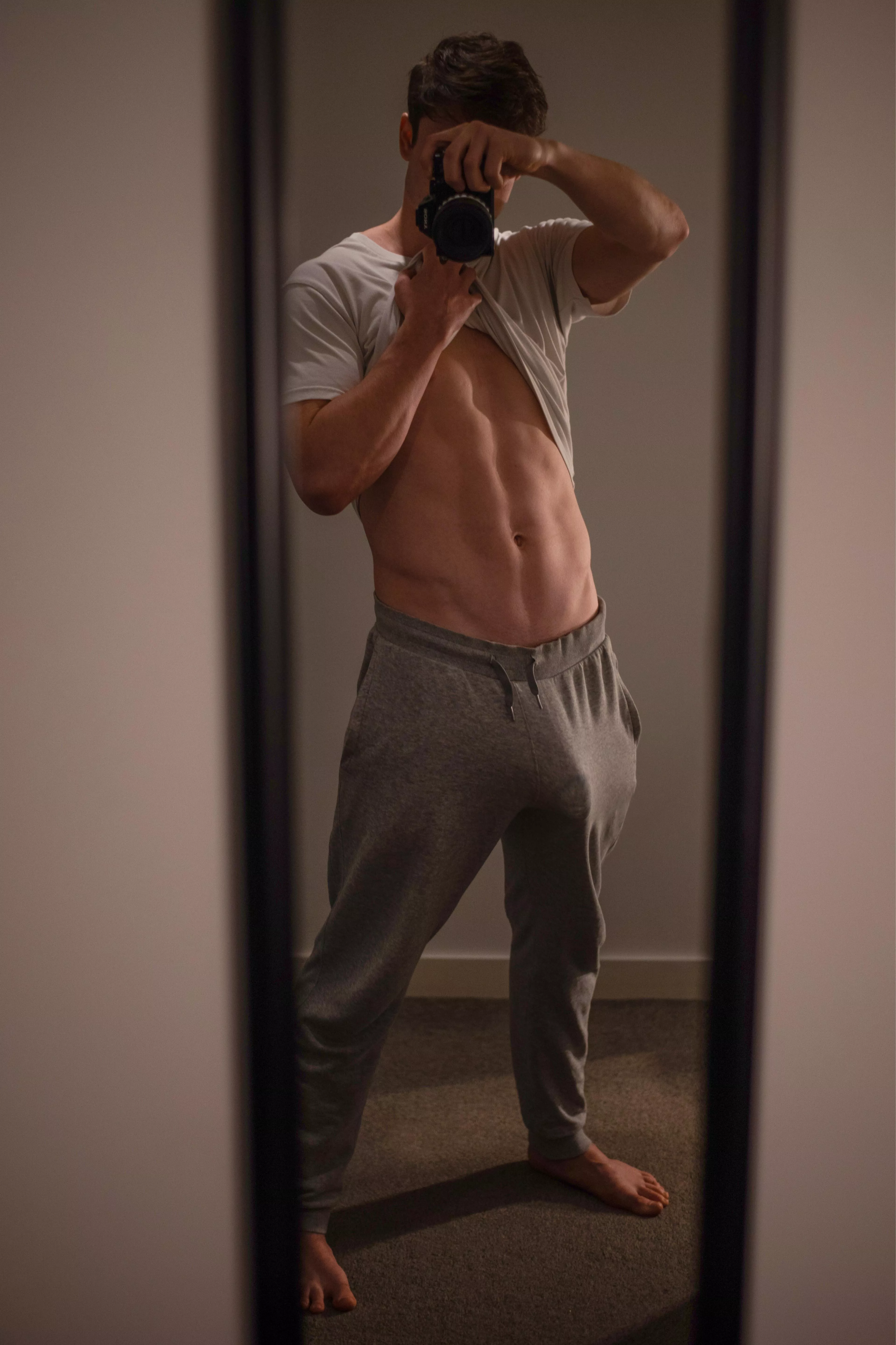 Young hard cock + grey sweatpants is a combination as old as time