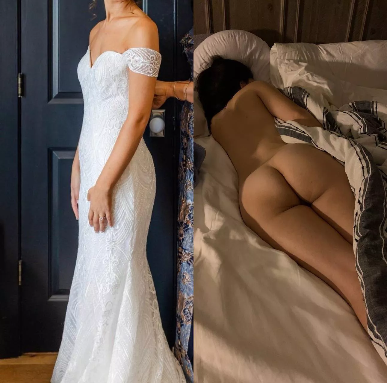 Before and after wedding day. Would you fuck my new wife from behind? 👰🏼‍♀️