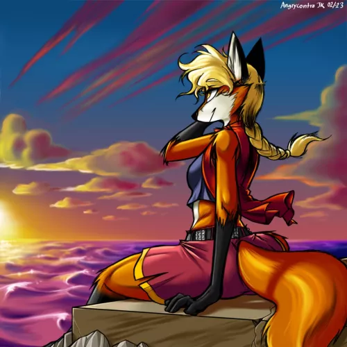 Fox by the ocean (Art by Angrycontra)