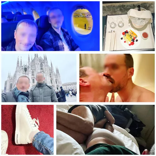 Photo-souvenir directly sent to me by my husband's Bull Lover in memory of their secret stay in Milano in Dec 2022. My cuck-cheating husband was supposed to go there to meet a client... I don't even know if he met one! They seem to have enjoyed it! Pho
