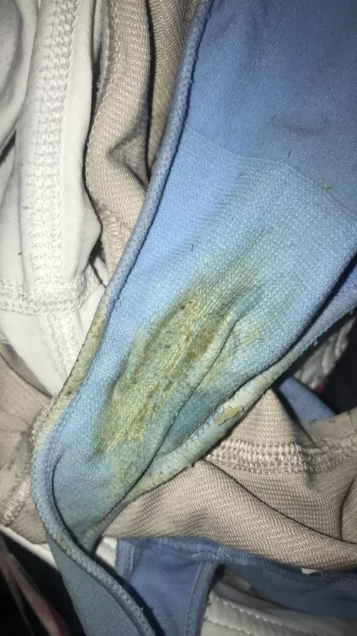 A creamy blue thong from a petite blonde