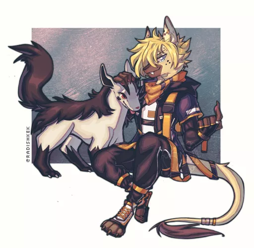 [Art by me @radishkek] A ruffian duo appeared! Would you take them on in a battle? Comm piece for a friend✨