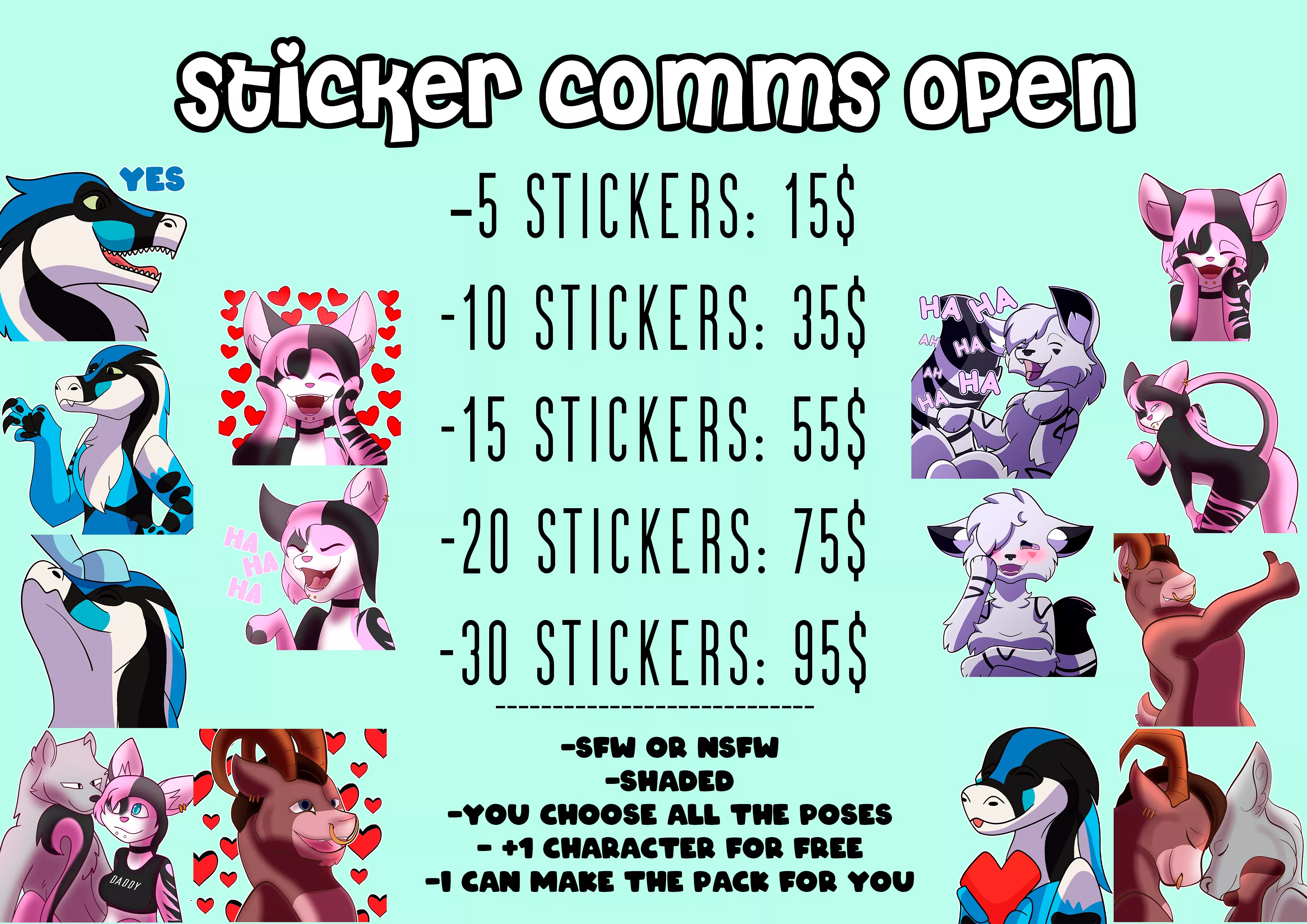 Do you want stickers? here is your opportunity! I have a lot of experience with stickers and would love to work with you.