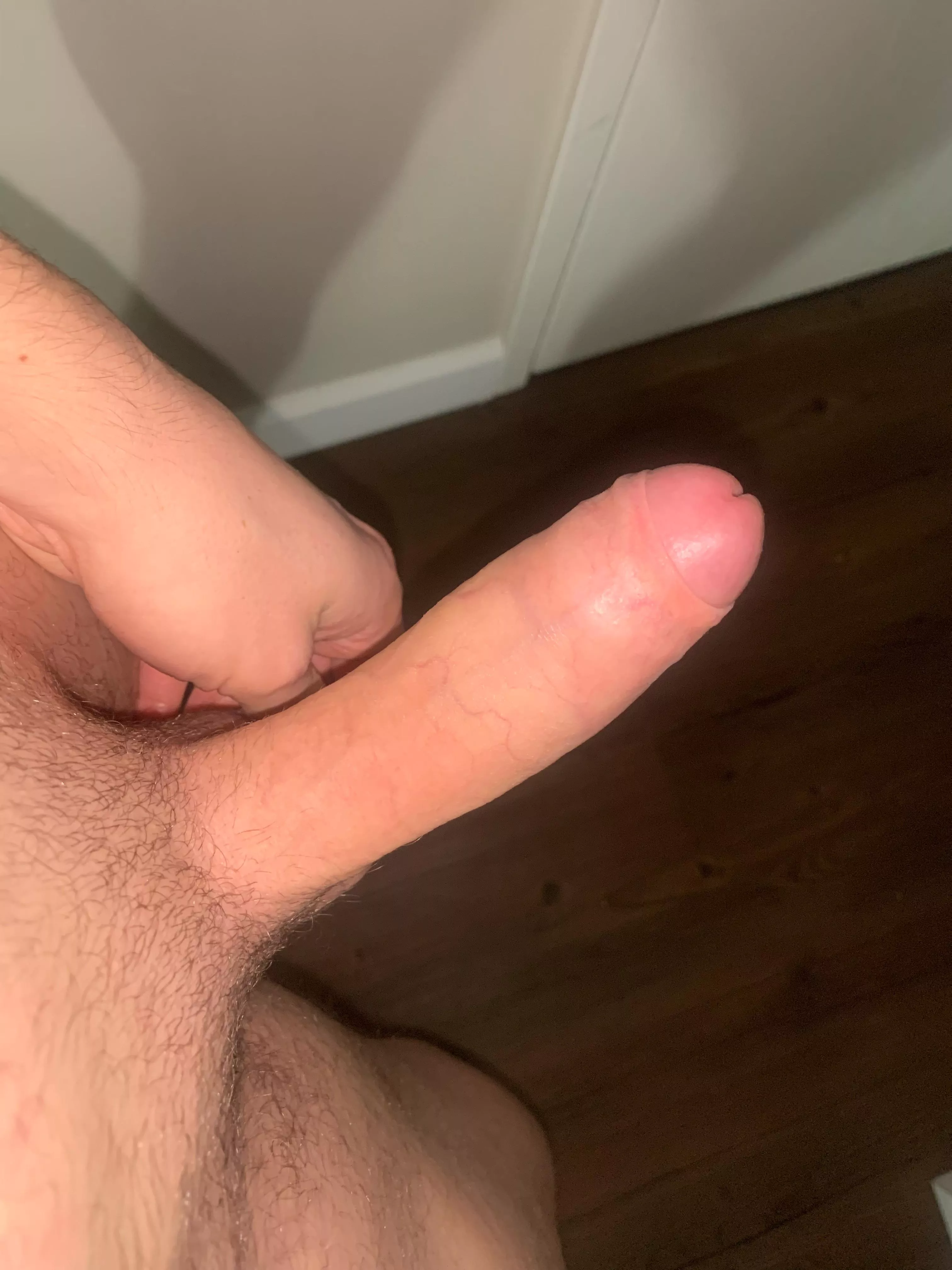 Foreskin Friday! Half covered but fully hard