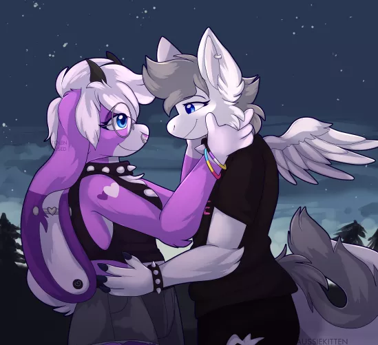 Holding you close 🌃 | [Art by me @aussie_kitten | Com for Kaden!]