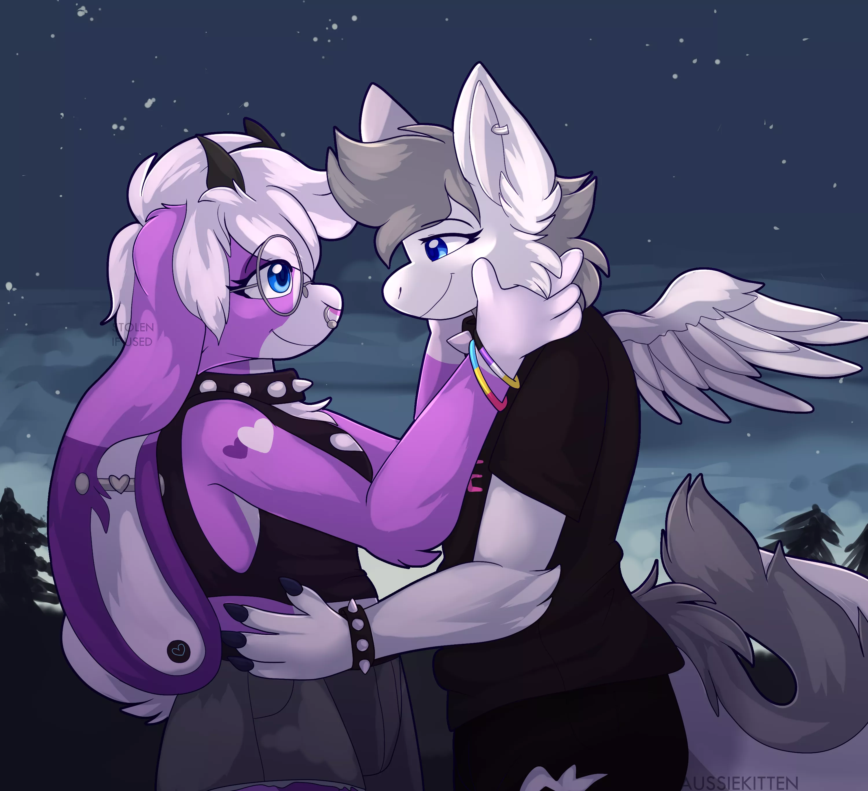 Holding you close 🌃 | [Art by me @aussie_kitten | Com for Kaden!]