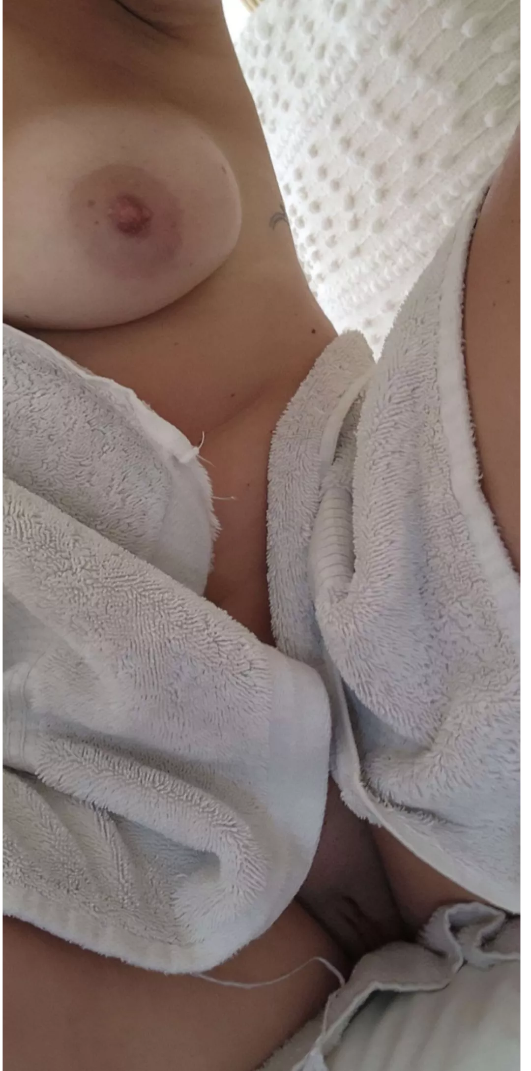 home alone , showered , bored and horny