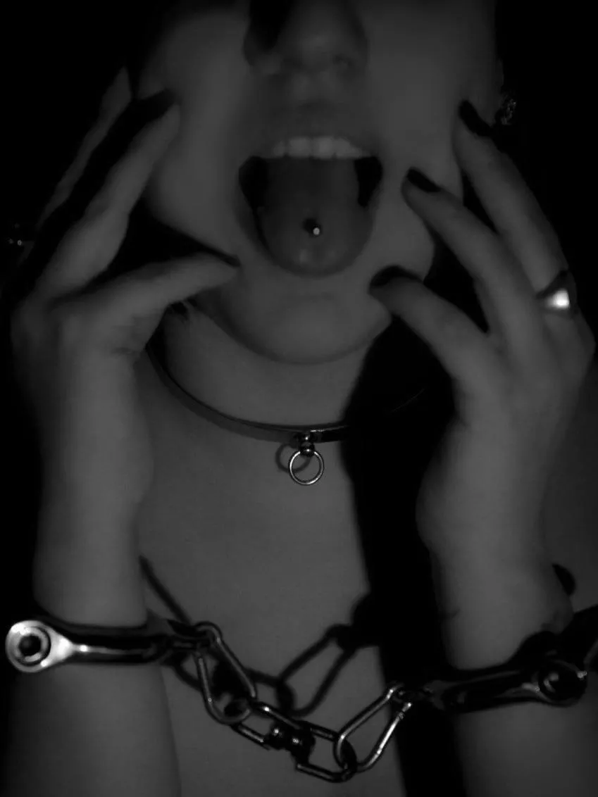 Stainless steel shackles and collar on a model. I've made them fit perfectly.