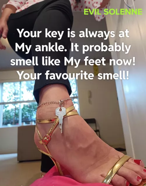 Your key is always at My ankle. It probably smells like My feet now!