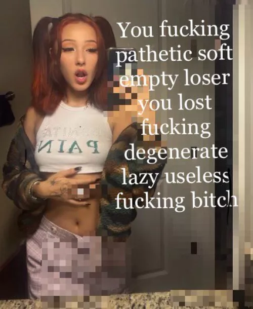 [domme] I want to break one of you down to the nothing that you know you are a weak soft stupid little loser i can bully until they cry then ignore them while i talk to my friends about bullshit bear your soul to me and let me crush your spirit to dust i