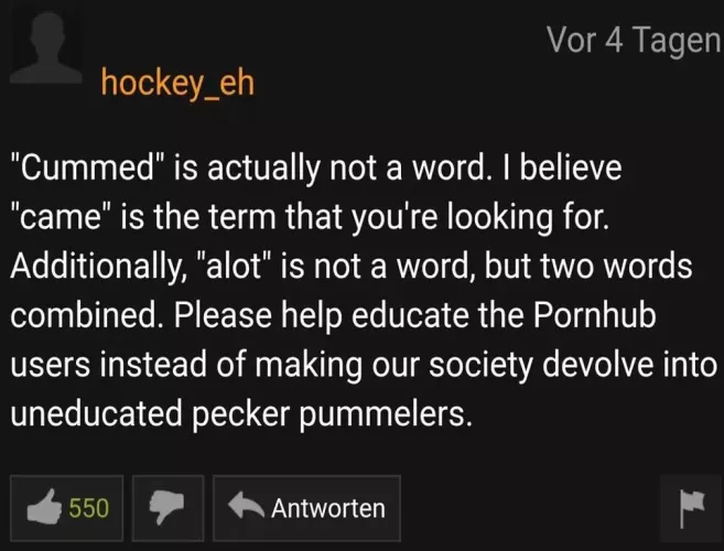 Found this Grammer Nazi on pornhub