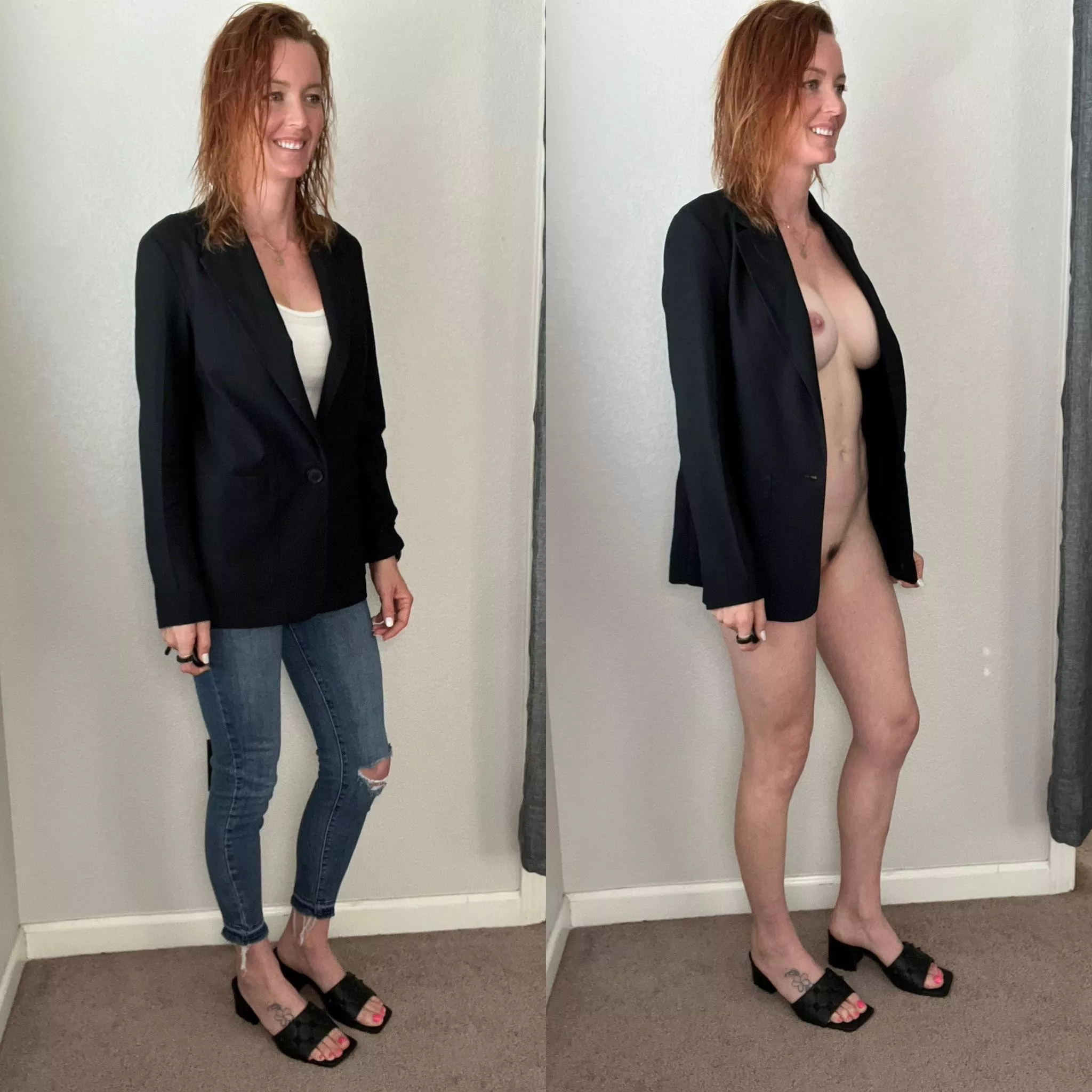 It’s subtle. But you can tell what’s underneath my blazer before and after.