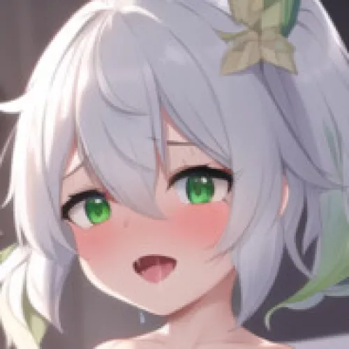LF Color source: 1girl, silver hair, gray hair, green eyes, hair ornament, hair flower, open mouth, saliva trail, short hair, hair between eyes, blush, close-up