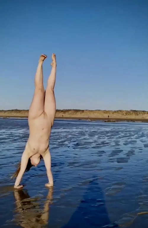 My wife nude at a public beach