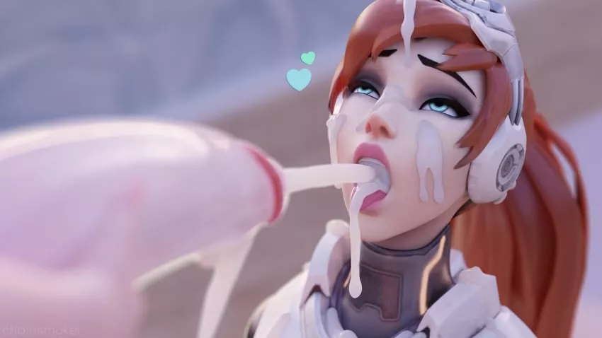 Widowmaker receiving a cumshot (chainsmoker)