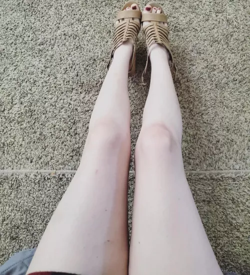 Anyone willing to help buckle my heels? Waiting for a gentle caress of a manly hand against my soft skin.