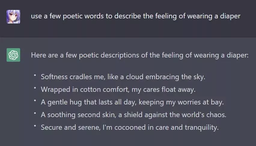 I suspect chatGPT is secretly ABDL