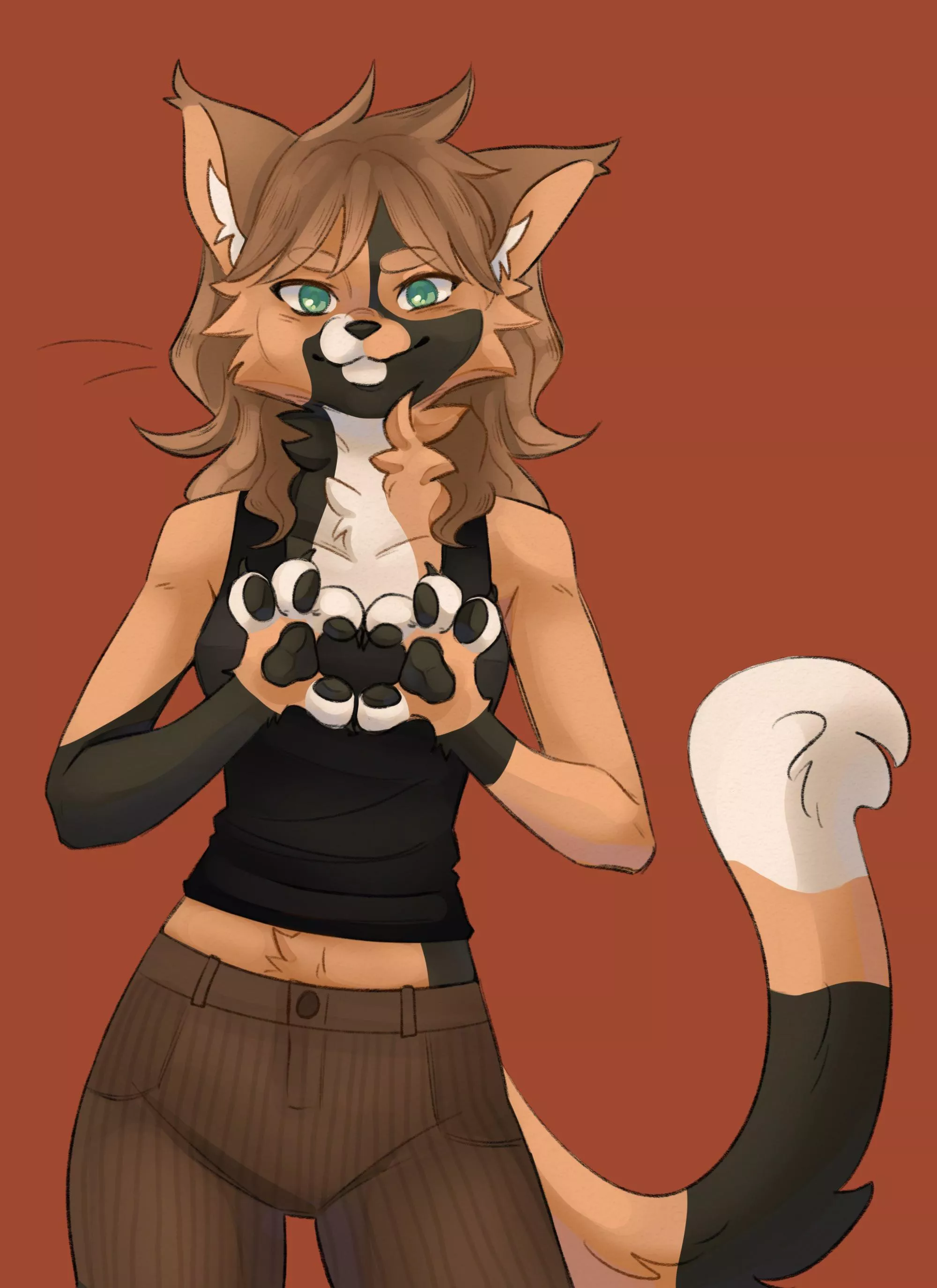 I’ve only had my fursona for a few weeks but I’m obsessed with them!! Also how you make a heart with paws? lol (art by me, commissions open🤍)