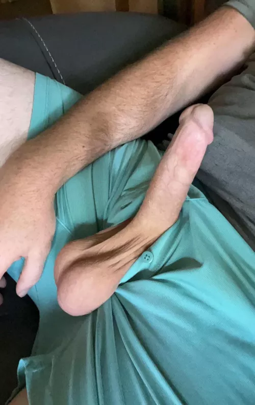 Just a guy with a cut cock and massive set of balls