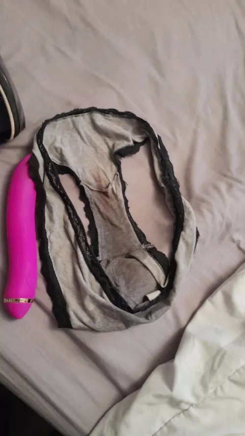 little bit more than a wet spot. vibe always makes her squirt!