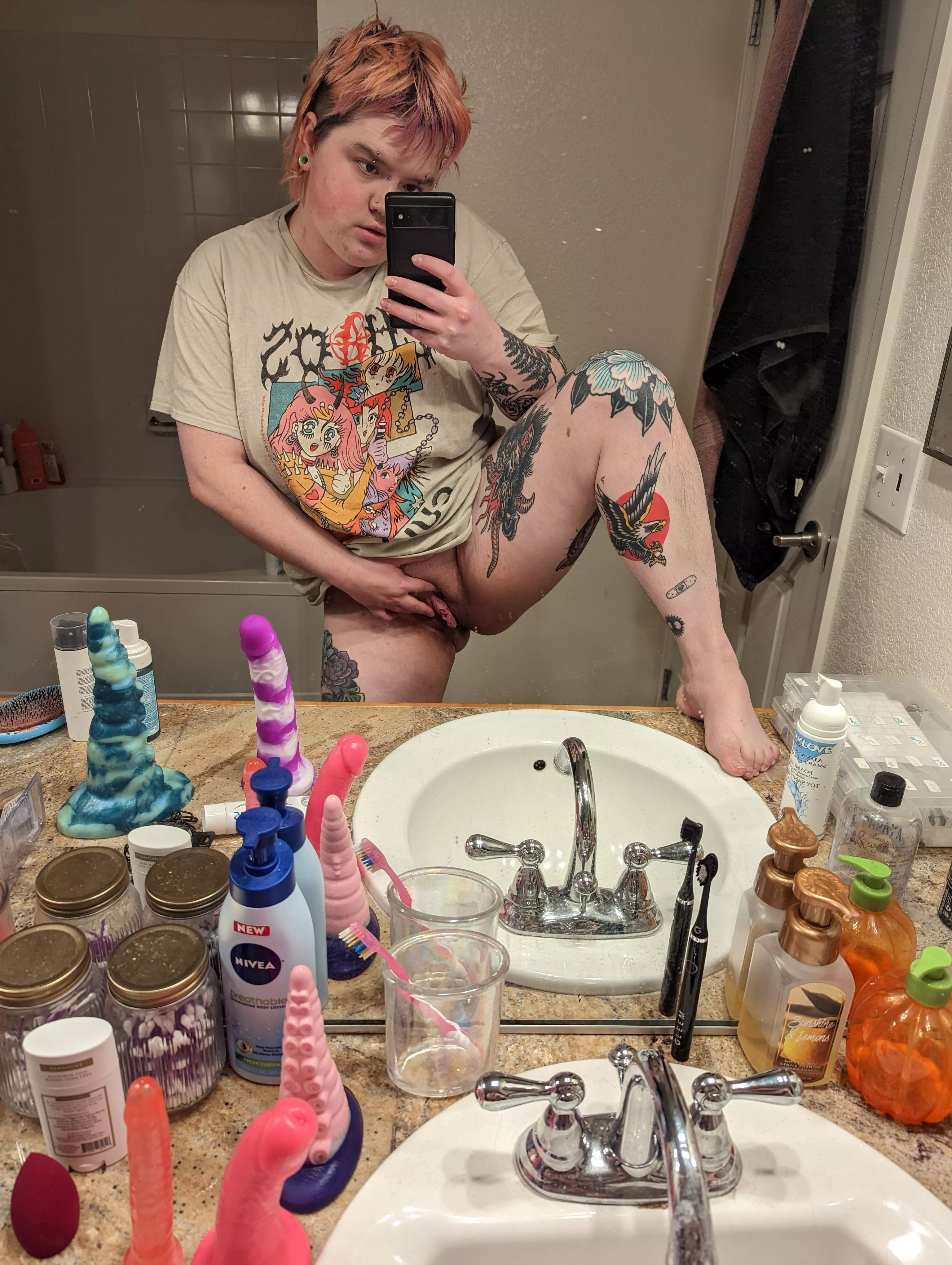 messy bathroom cute dick