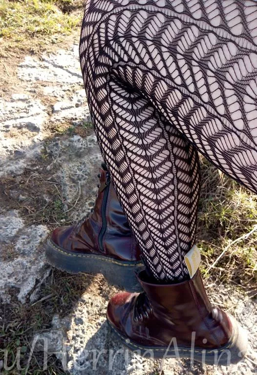 red doc martens and fishnets!