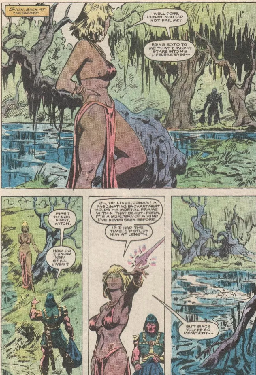 The Witch Queen rocking the classic handkerchief bikini look. [Conan 180. 1986]