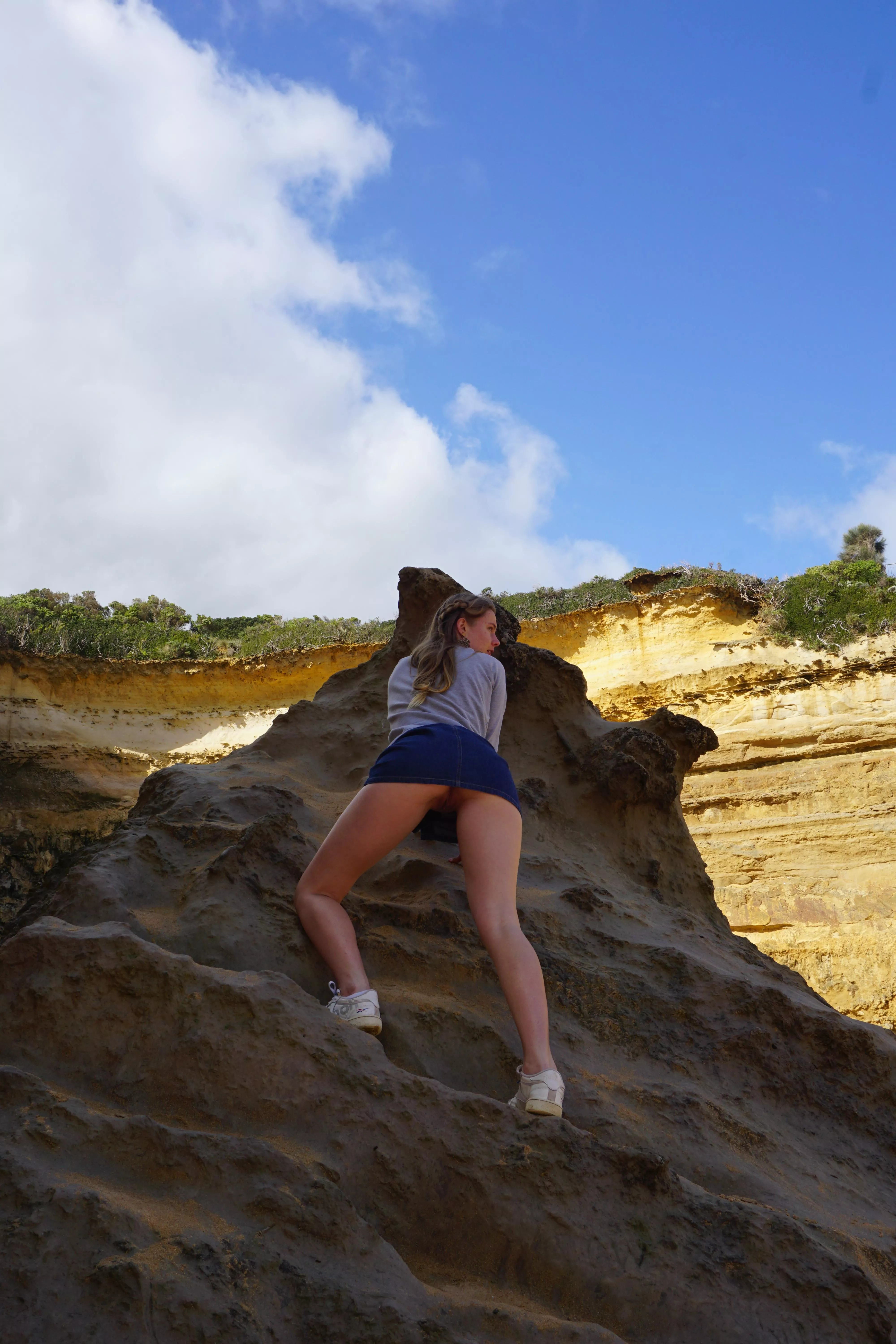 Whenever I'm in a skirt, I always find interesting things to climb!