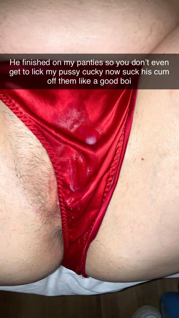 Eat his cum off my panties cucky