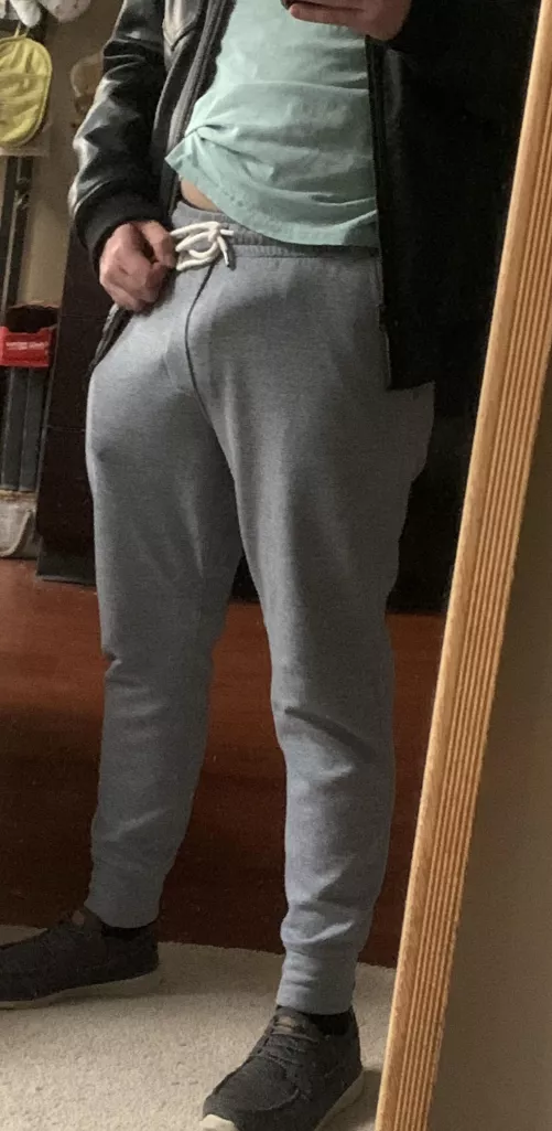 Grey sweatpants ✅ no underwear ✅