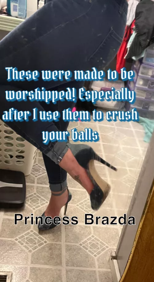 I think you’ll be much more submissive once I step on your balls with my sexy heels 😈