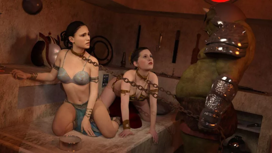 Padme and Leia: Slave Girls (alexbridger)