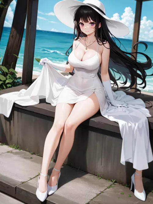 White Dress & Sunhat