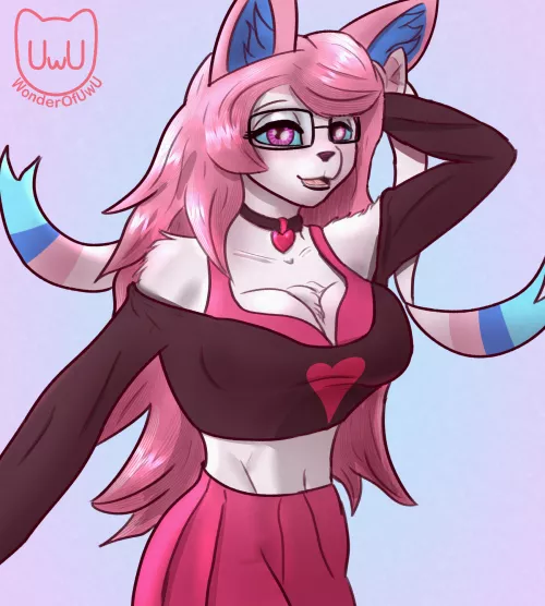 Drawing of a frriend's Sylveon pokesona! (art by me, WonderOfUwU)