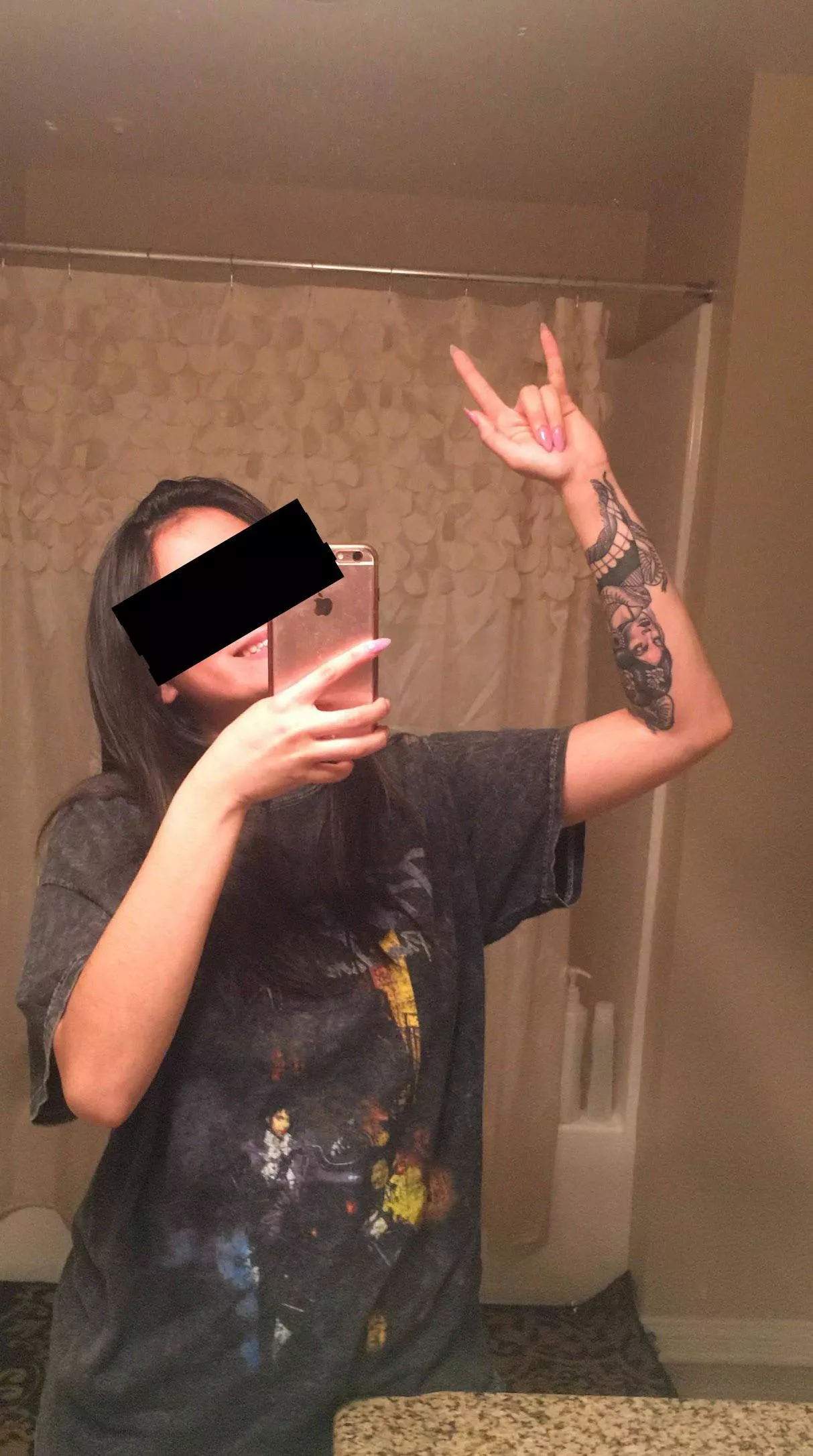 her baggy shirt tends to hide quite a lot 😉 d/m me