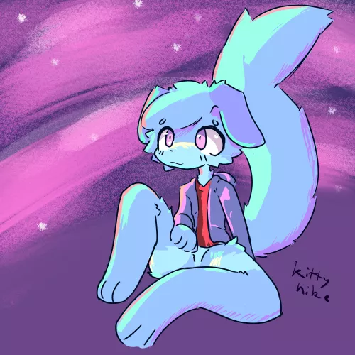 He's star gazing with you!! (my art)