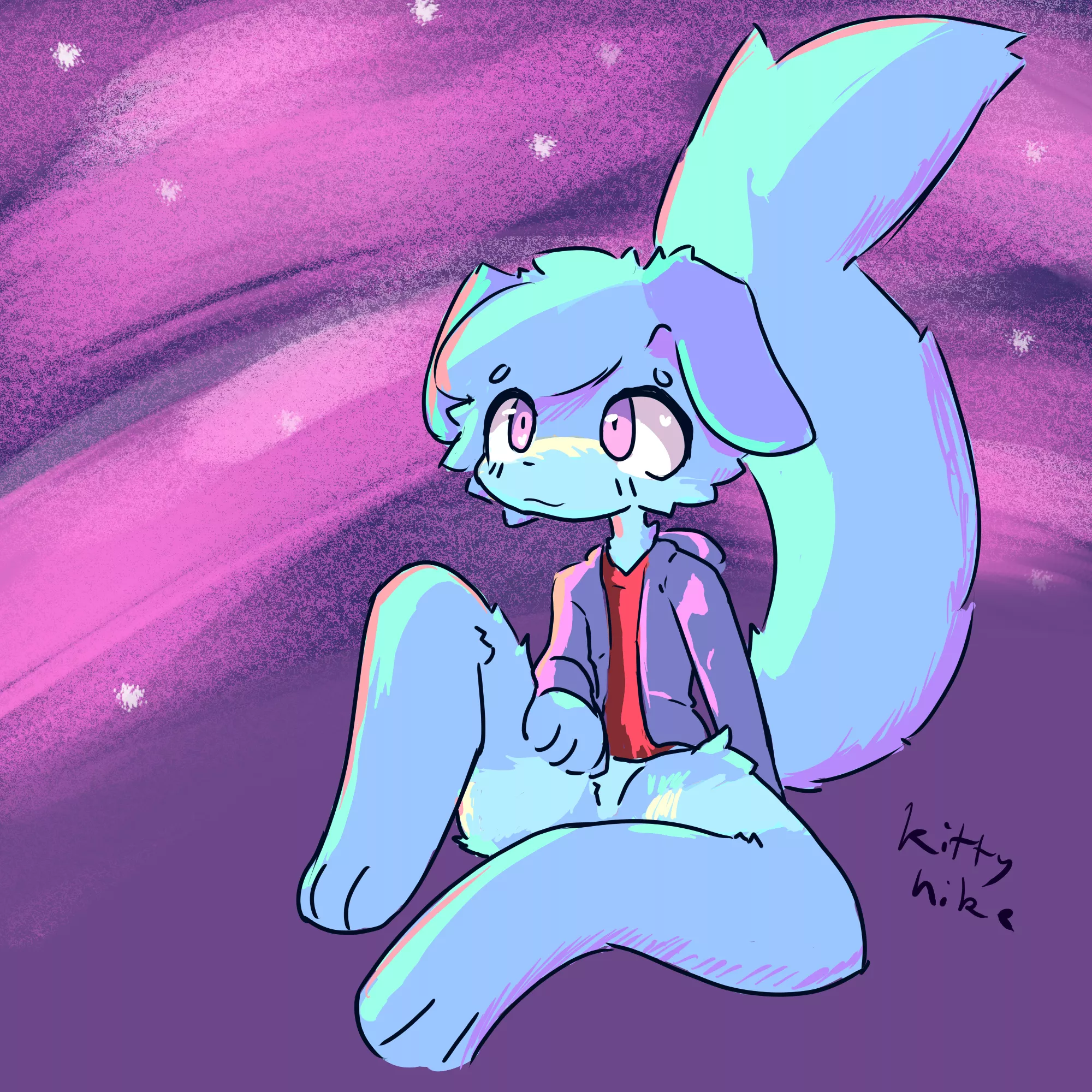 He's star gazing with you!! (my art)