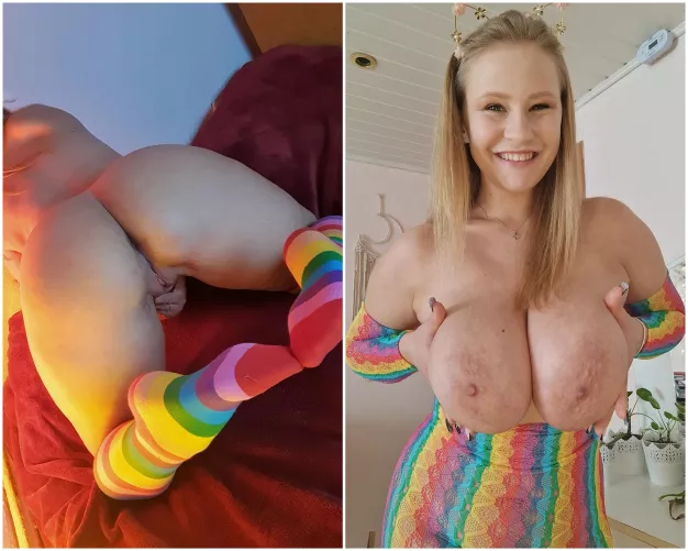 I think the colors of the rainbow match my huge boobs and thick, juicy ass. Heh